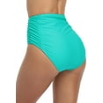 thumbnail image 3 of Charmo Womens High Waisted Bikini Bottom Ruched Side Swimsuits Bottoms Solid Tankini Briefs, 3 of 7