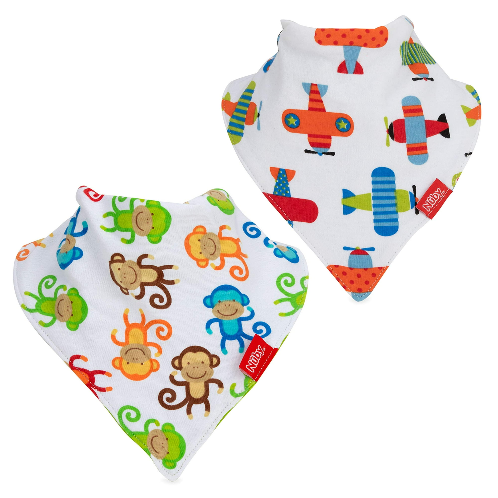 Nuby 2-pk Dribble catcher Bandana bibs, Super Absorbent Drool Bib