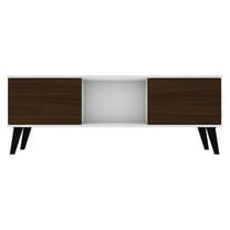 Manhattan Comfort Doyers Wood TV Stand for TVs up to 60" in White/Nut Brown
