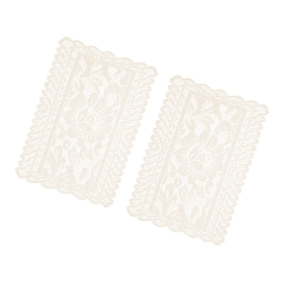 Set of 2 Artistics Lace Table Linens With Square Florals Designs Easy Polyester Dining Room Decoration