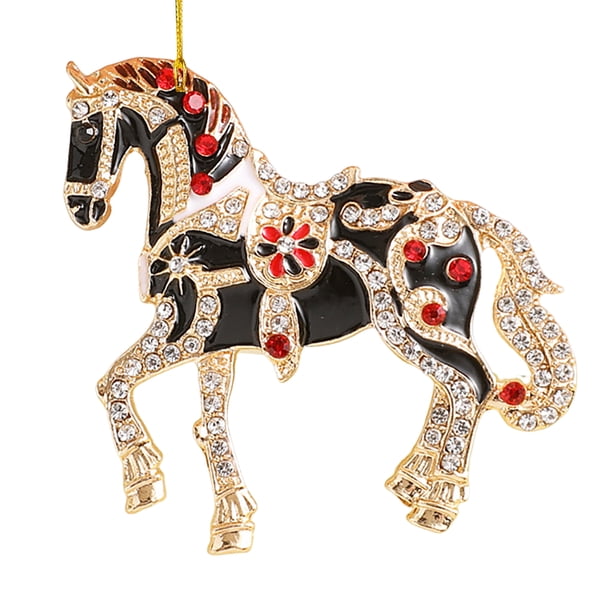 Adornos navideños con forma de caballo Decoración colgante con brillantes en forma de caballo Adorno acrílico para el árbol de Navidad para fiestas de invierno y Navidad Decoración para el hogar