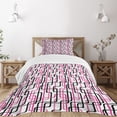 thumbnail image 3 of Ambesonne Geometric Quilted Bedspread Set 2 Pcs, Wavy Lines Funky, Twin Size, Hot Pink White Black, 3 of 6