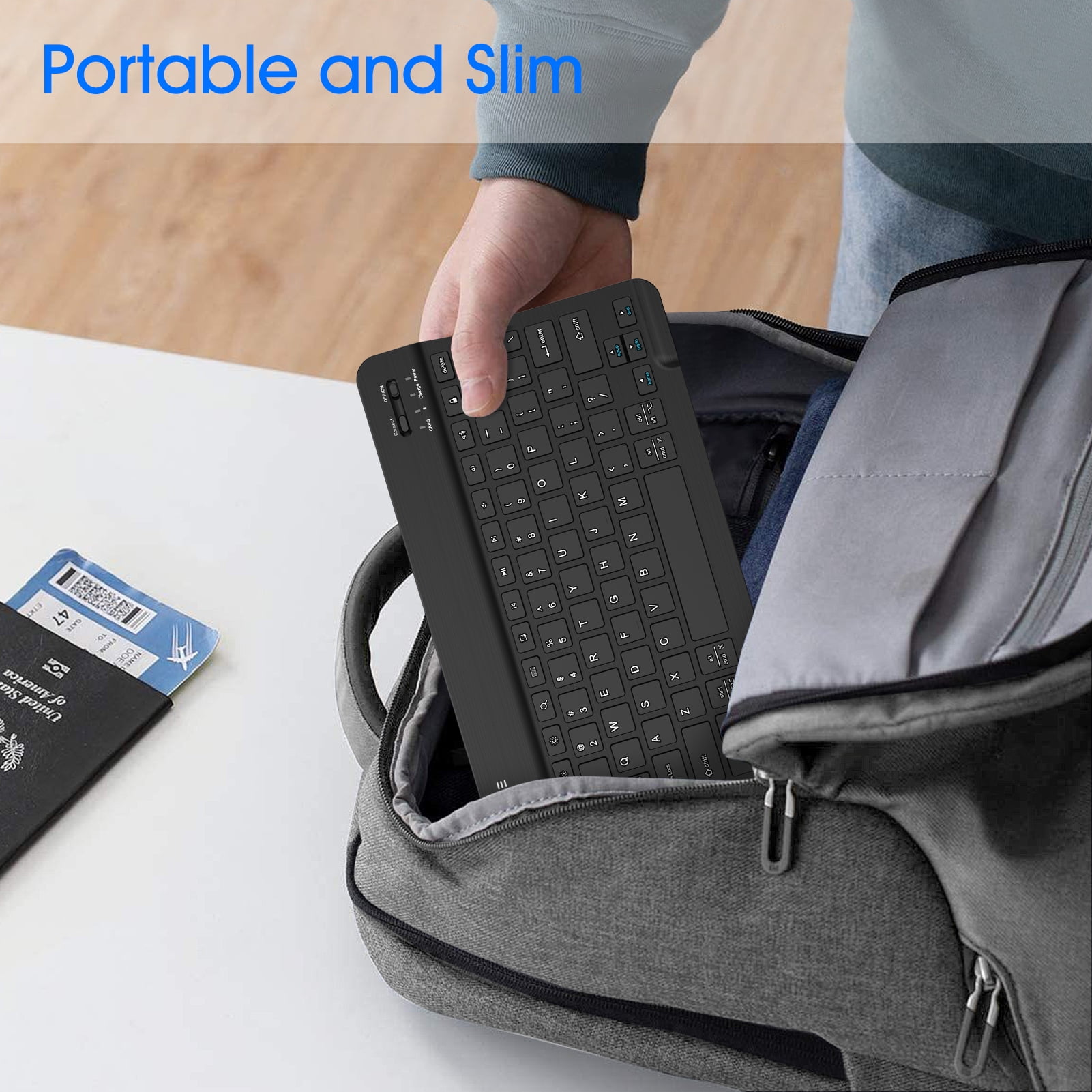 Fintie 10-Inch Ultrathin (4mm) Wireless Bluetooth Keyboard for Android Tablet Samsung, ASUS and Other Android Device