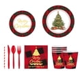 thumbnail image 1 of Billuyoard Juego de 56 servilletas navideñas (para 10 personas), vajilla roja, colores resistentes y duraderos, esenciales, resistentes y Mostrada árbol de navidad rojo Para 10 personas, 1 of 6