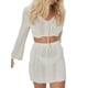 thumbnail image 1 of Sunloudy Conjunto de Falda de Punto para Mujer, Tops de Cordones con Cuello en V de Manga Larga con Falda de Cintura Elástica Traje de Verano y Otoño Sunloudy S M L XL, 1 of 6