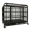 thumbnail image 1 of SMONTER 46 Inch Heavy Duty Dog Crate - Indestructible Dog Crate for Large Dog Strong Metal Dog Kennel Training Dog Cage Easy to Assemble Pet Playpen with Wheels Double Doors Removable Tray, Black, 1 of 8