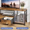 thumbnail image 6 of HIGDBFE TV Stand for TVs up to 65" with 2 Fabric Drawers, Industrial Entertainment Center with Open Shelves and Led Lights for Living Room Bedroom, Rustic Brown, 6 of 10