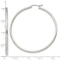 thumbnail image 2 of 925 Sterling Silver 2mm Round Hoop Earrings 52x50mm Wide 2mm Thick-Hoop Earring for Women, 2 of 2