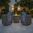 thumbnail image 3 of Luxury 5 Pieces Patio Furniture Sets with 50000BTU Propane Fire Pit Table,Outdoor Deep Seating Conversation Set with 4 Swivel Glider Patio Chair for Porch Backyard Balcony, 3 of 15