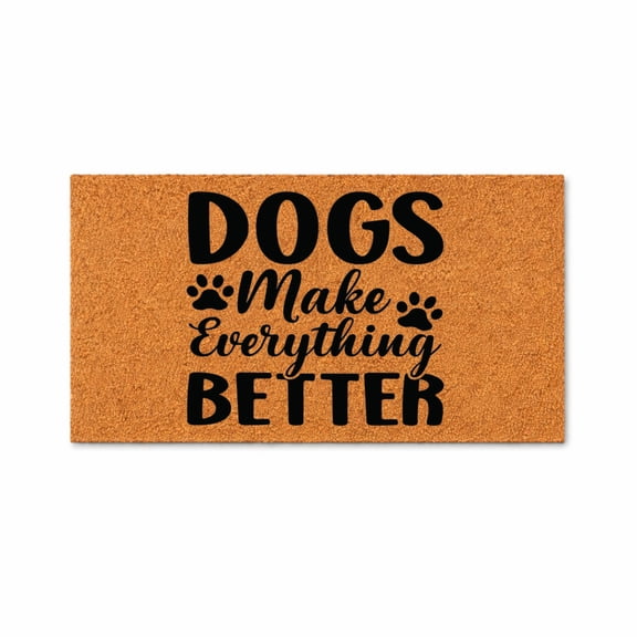 Dogs Make Everything Better Doormat, Dog Paw Print Welcome Mat, Outdoor Entryway Door Mat (16x24 inches) WoodByStu 4780