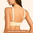 thumbnail image 2 of YANDW Push Up Lace Bras Comfort Thick Padded Underwire Add One Cup Bra for Women, Beige 40C, 2 of 5