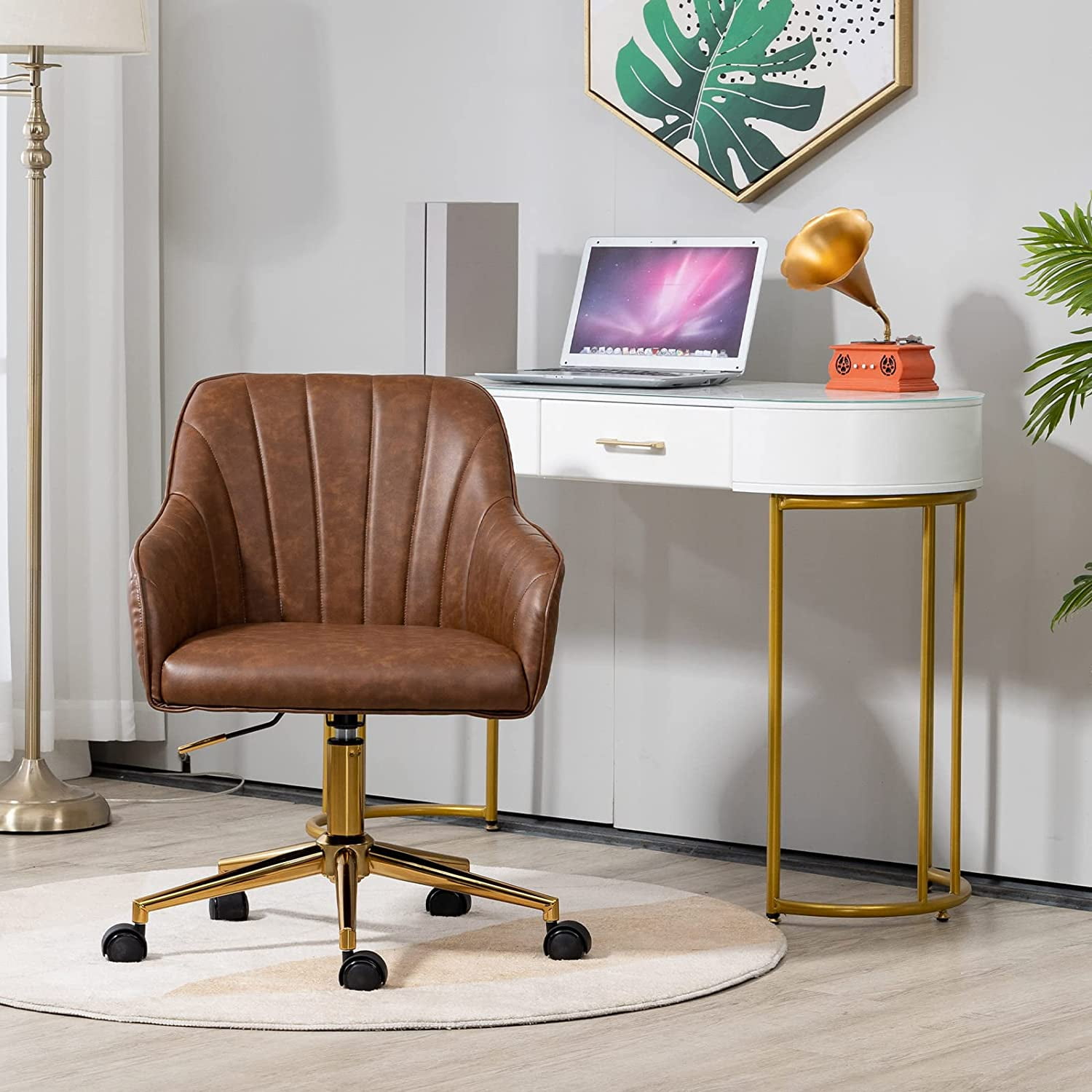 MOJAY Office Desk Chair with MidHeight Padded Back and Armrests in