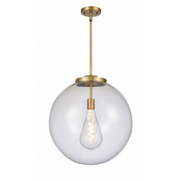 221-1S-BB-G202-18-Innovations Lighting-Beacon - 1 Light Pendant In Industrial Style-19 Inches Tall and 18 Inches Wide-Brushed Brass Finish-Clear Glass