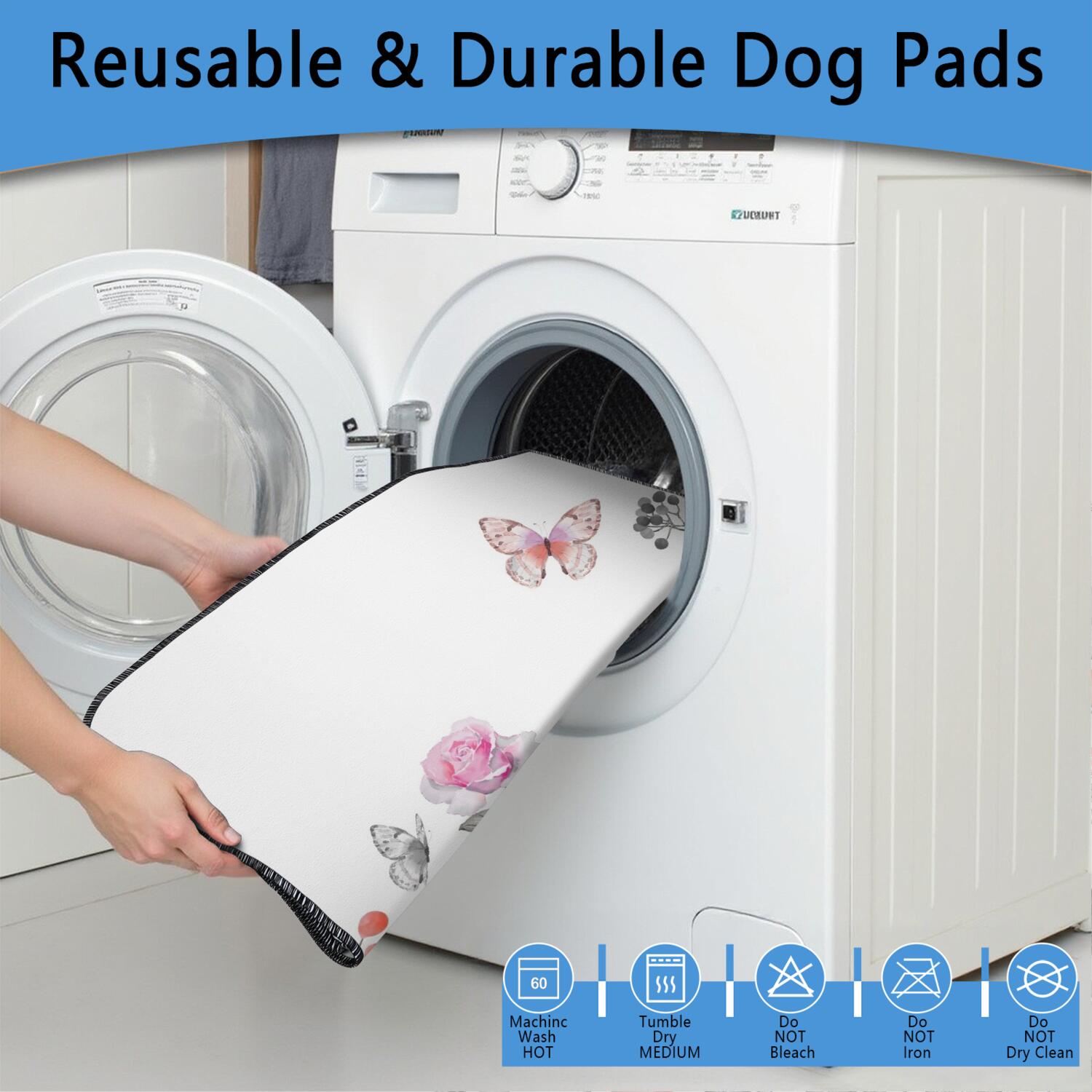 Jumbo 48x48 Inch Reusable Puppy Training Pads 2-Count, Super Absorbent Washable Dog Training Mats, Leakproof & Skid-Resistant for Hardwood Floors, Floral
