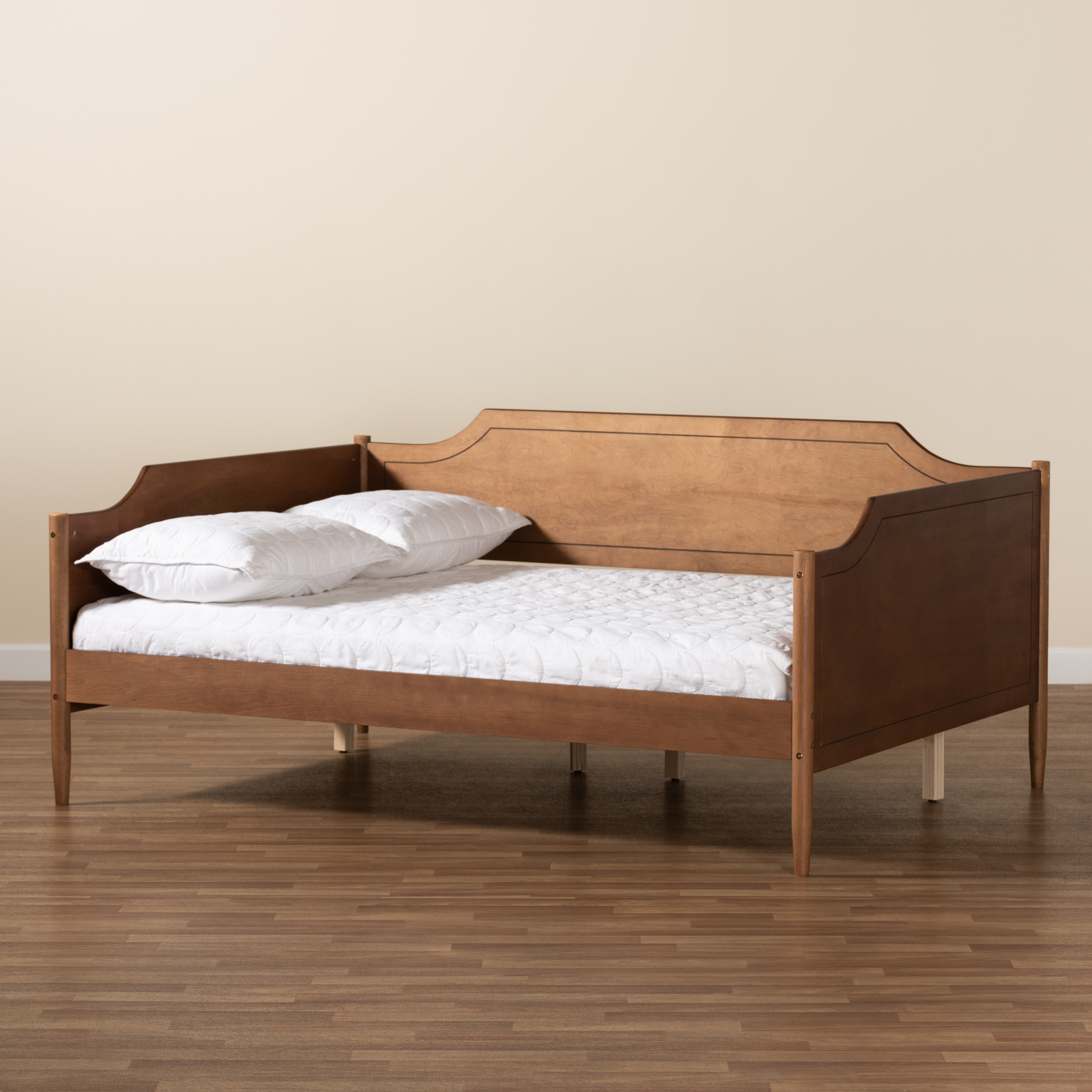 Baxton Studio Alya Lettino In Legno Di Gomma – Finitura Noce – Stile Classico Tradizionale – Con Doghe, Senza Rete