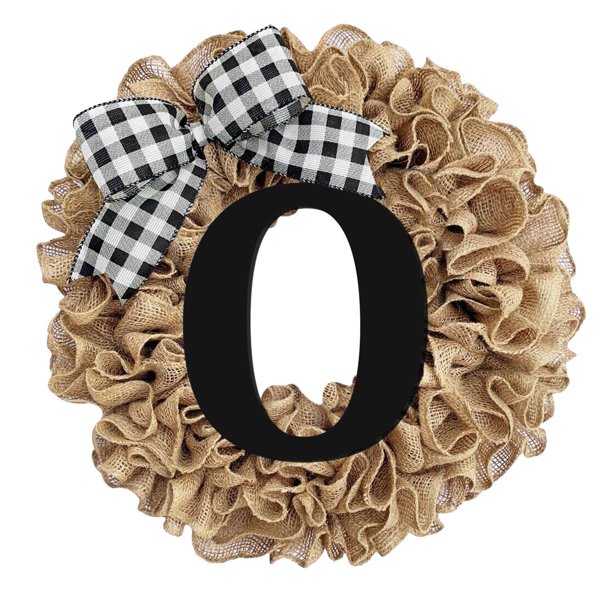 Ionze - Corona decorativa única para puerta de entrada durante todo el año con lazo, señal de bienvenida, guirnalda de 26 letras para puerta de entrada, primavera, todas las estaciones, decoración