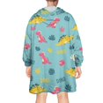 thumbnail image 2 of Wearable Oversized Blanket,Light Blue Dinosaurs Text Pattern Wearable Blanket Hoodie for Adults,Cozy Hooded Blankets with Super Pockets,Super Warm Fuzzy Pullover for Women & Men, 2 of 6
