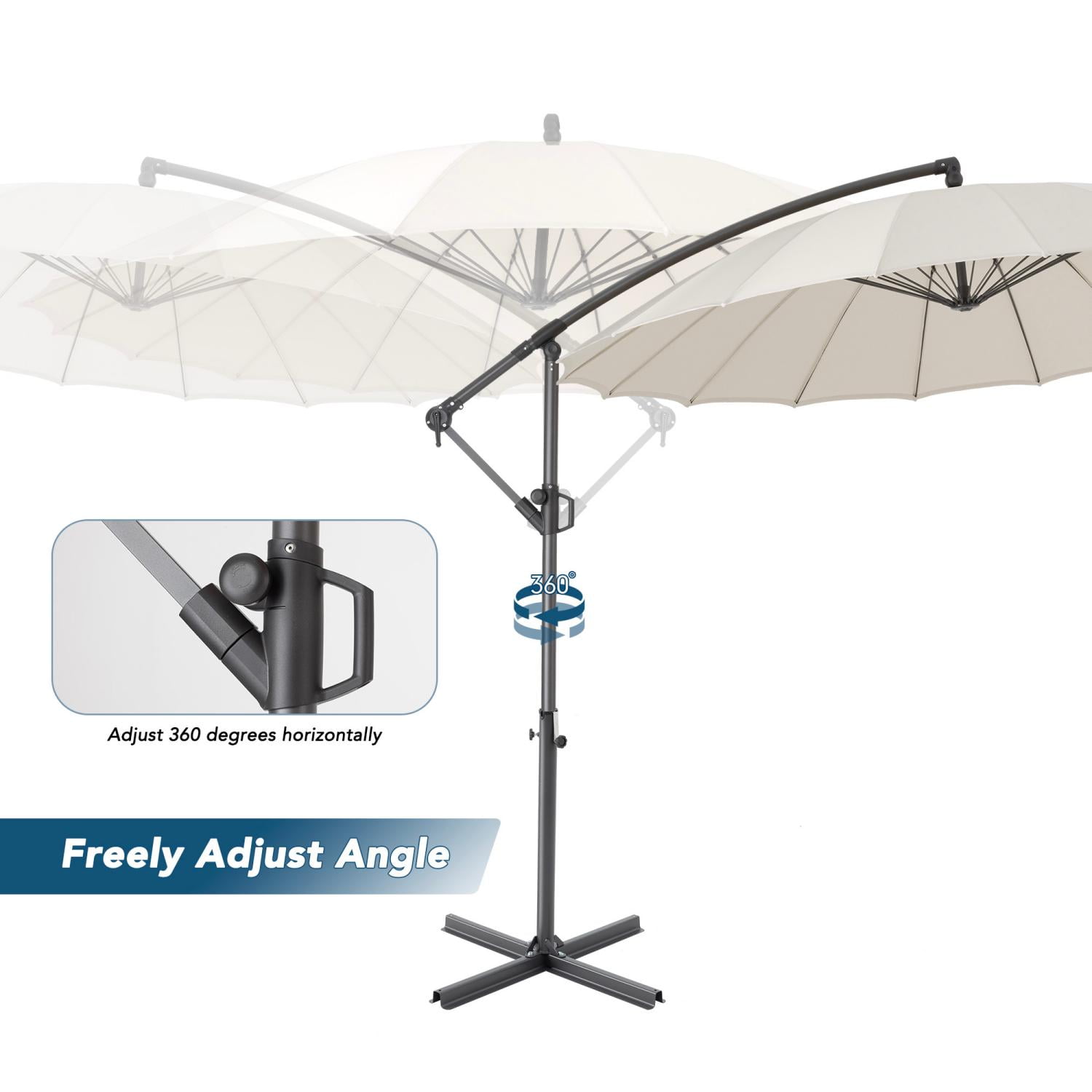 COSIEST 10ft Outdoor Patio Umbrella with 360° Rotation,Beige Adjustable Cantilever Umbrella UV & Waterproof Canopy For Backyard, Poolside,Lawn,Garden