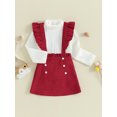 thumbnail image 3 of Suealasg Kids Girl 2 Piece Skirt Outfit Little Girls Solid Color Turtleneck Tops and Corduroy Suspender Skirt Set 1T 2T 3T 4T 5T Toddler Girls Fall Cute Clothes, 3 of 9