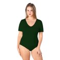thumbnail image 2 of POSESHE Women's Plus Size V-Neck Short Sleeve Bodysuit, S-5XL, 2 of 6