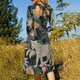 thumbnail image 5 of Leopards Jungle Tropical Leaves Print Flare Dress Square Neck Dress Elegant Female Fashion Printed Dress, 5 of 9