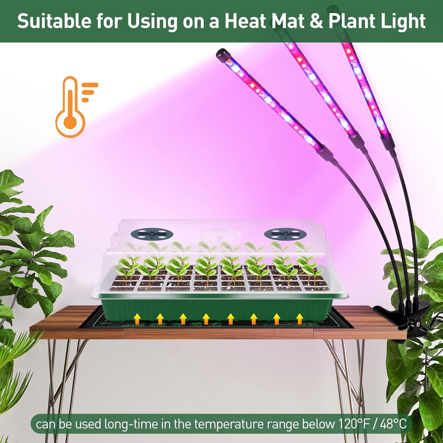 Seed Starter Tray with Humidity Dome, Durable Seeding Trays for Germination, 4 Pack
