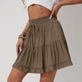 thumbnail image 6 of Skorts Skirts Athletic Tennis Skorts High Waisted Mini Athletic Skort Womens Summer Solid Color Elastic Drawstring Loose Skirt Brown M, 6 of 7