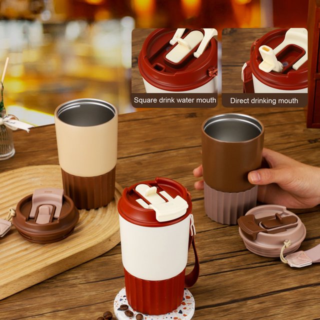 Homerr Tasse à Eau Légère, Tasse à Café Portable, Tasse à Café Isolée en Acier Inoxydable, Tasse Thermique sous Vide, Gobelet Étanche Réutilisable avec Couvercle Anti-Éclaboussures Léger
