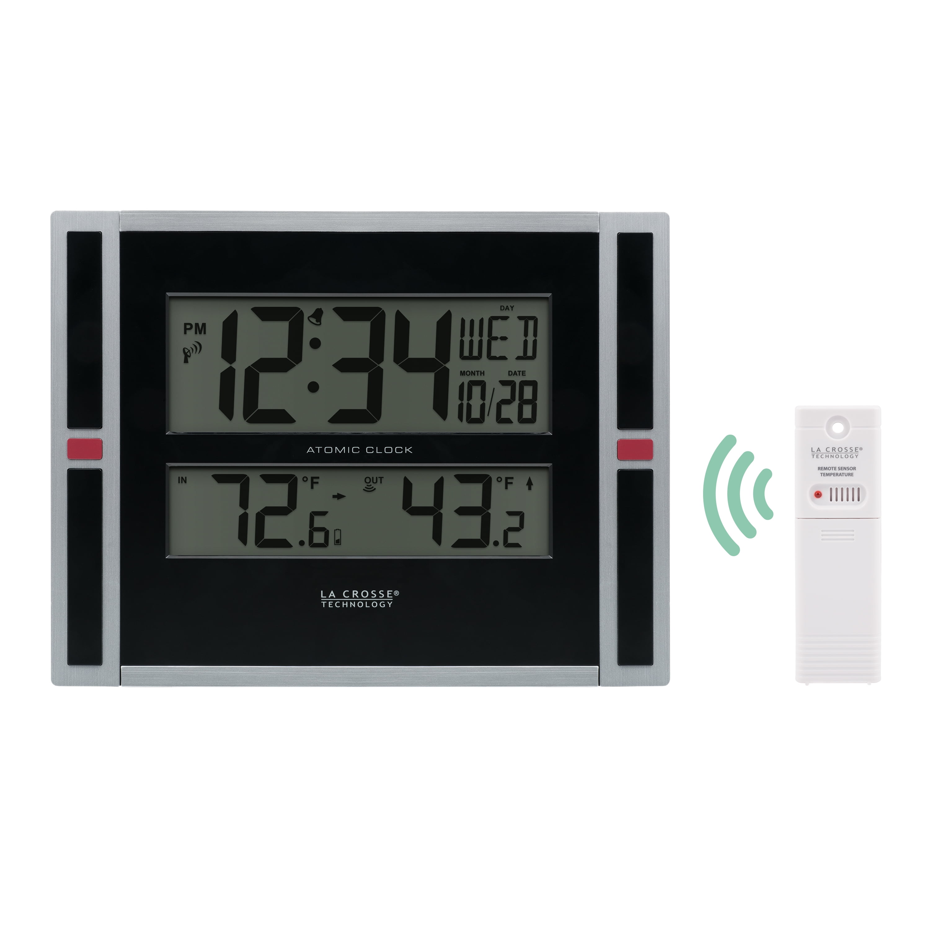 La Crosse Technology 11" Modern Atomic Digital Tabletop / Wall Clock with Temperature, 513-149-Int
