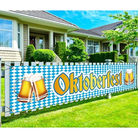 Oktoberfest Fence Banner Bavarian German Beer Festival Holiday Party Decor Yard Porch Sign Decoration Photo Booth Backdrop