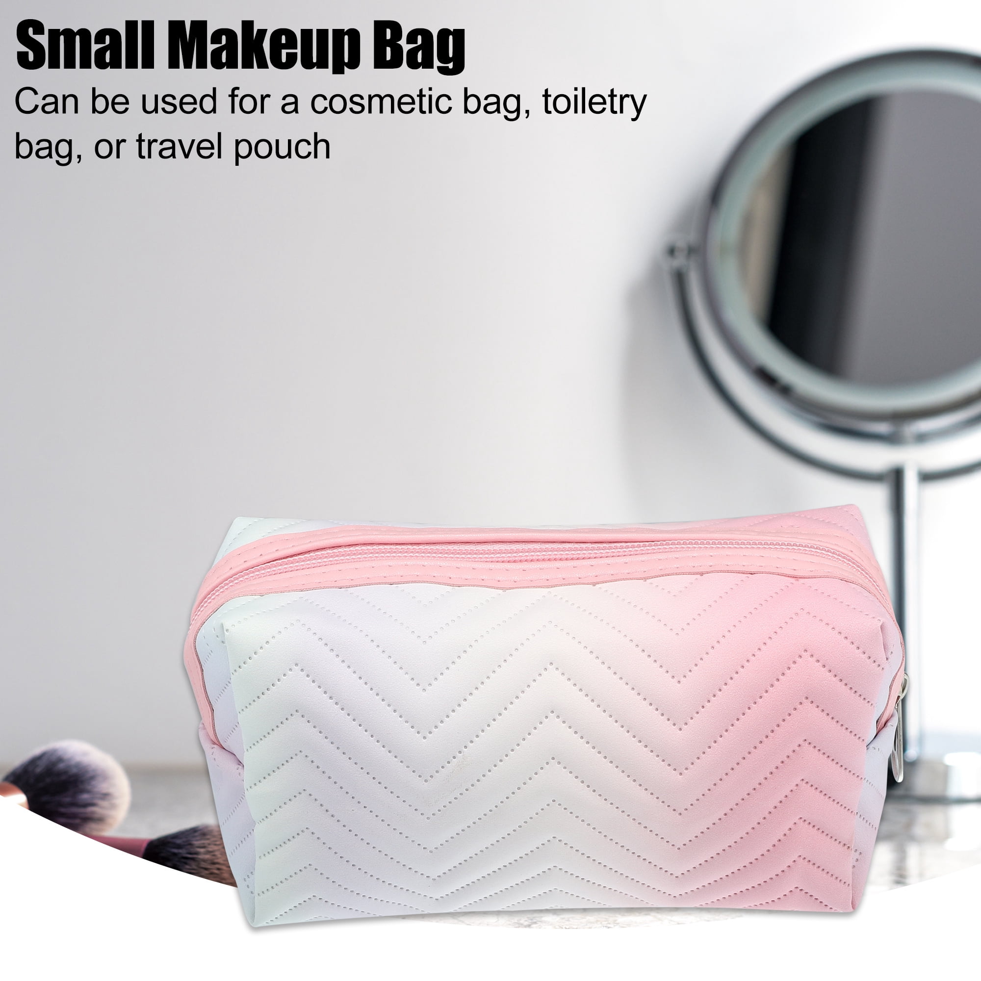 Unique Bargains Floral Makeup Bag Zipper Flower Cosmetic Pouch Pink