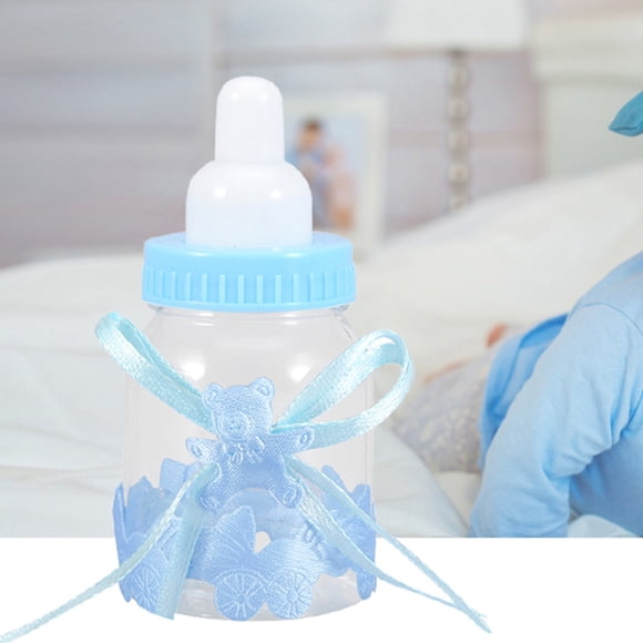 24 Pcs Bouteilles Remplissables Boîte de Bonbons Sucrés Cadeau, Plastique avec Mignon Nœud d'Ours pour Décorations de Fête de Shower de Bébé