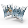 thumbnail image 2 of Forest Reindeer Snow Decorative Pillow Cover Set of 2, Winter Wonderland Pillowcase Soft Breathable Cushion Pillow Cases Watercolor Deer Blue Snowflakes Decoration for Sofa Bedroom Car 18 X 18 Inch, 2 of 7