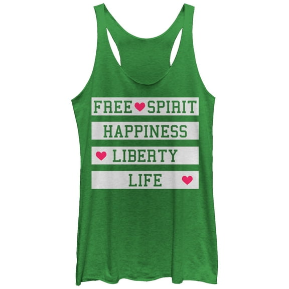 Women's Lost Gods Free Spirit Happiness Racerback Tank Top Envy Green X Large