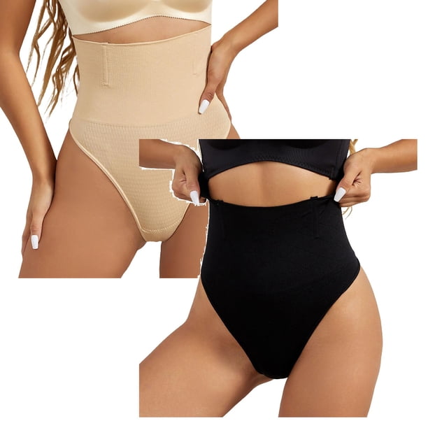 Ropa Interior Mujer Sin Costuras Tanga Moldeadora De Cintura Alta Para Mujer, Ropa Interior Moldeadora Sin Costuras, 2 Unidades