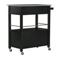 thumbnail image 4 of Linon Cameron Wood Granite Top Rolling Kitchen Cart Ample Storage in Black, 4 of 17