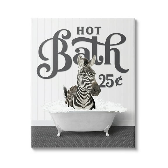 Stupell Industries Vintage Hot Bath Zebra Animals & Insects Painting Gallery Wrapped Canvas Print Wall Art, 16 x 20