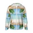 thumbnail image 2 of Uemuo Starfish in Beach Pattern Women's Full Zip UPF 50+ Sun Protection Hoodie Jacket Long Sleeve Sun Shirt Hiking Outdoor Performance with Pockets-X-Large, 2 of 9