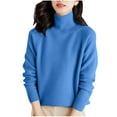 thumbnail image 2 of Somuwie Clearance Women's high collar solid color raglan high collar thick loose sweater, 2 of 3