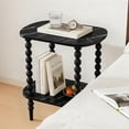 thumbnail image 4 of Gijjgole End Table, Marble Texture Modern Side Table with 2 Tier Open Shelf, Small Table Bed Side Tables Bedroom for Small Spaces, Living Room and Office (Black), 4 of 7
