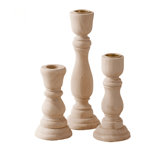 Wooden Candle Holder Set of 3,Rustic Farmhouse Candle Holder,Handmade Candle Holder,Wooden Accordion Candle Holders,Console Table Decoration Pieces,Luxury Fireplace Candle Holder