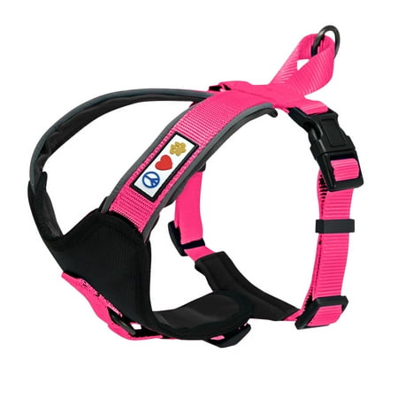 UPC: 0670579870160 | Pawtitas Padded Reflective Dog Harness Medium Adjustable Pink Dog Harness