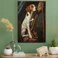 thumbnail image 2 of Treeing Walker Coonhound Cute Dog Harp Stretched Canvas Size 8x12 – Retro Treeing Walker Coonhound Dog Batter in Action With Harp for Themed Living Room, 2 of 5
