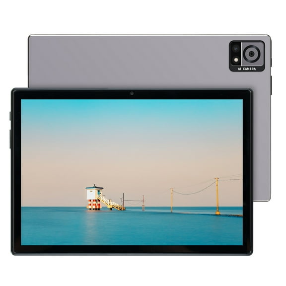 10.1 Inch Android Tablet, 4GB RAM 32GB ROM, Dual Camera, WiFi, Bluetooth, Dual SIM, Quad-Core, HD IPS Display, 4000mAh Battery, Gray Blue – for Learning, Gaming, Business