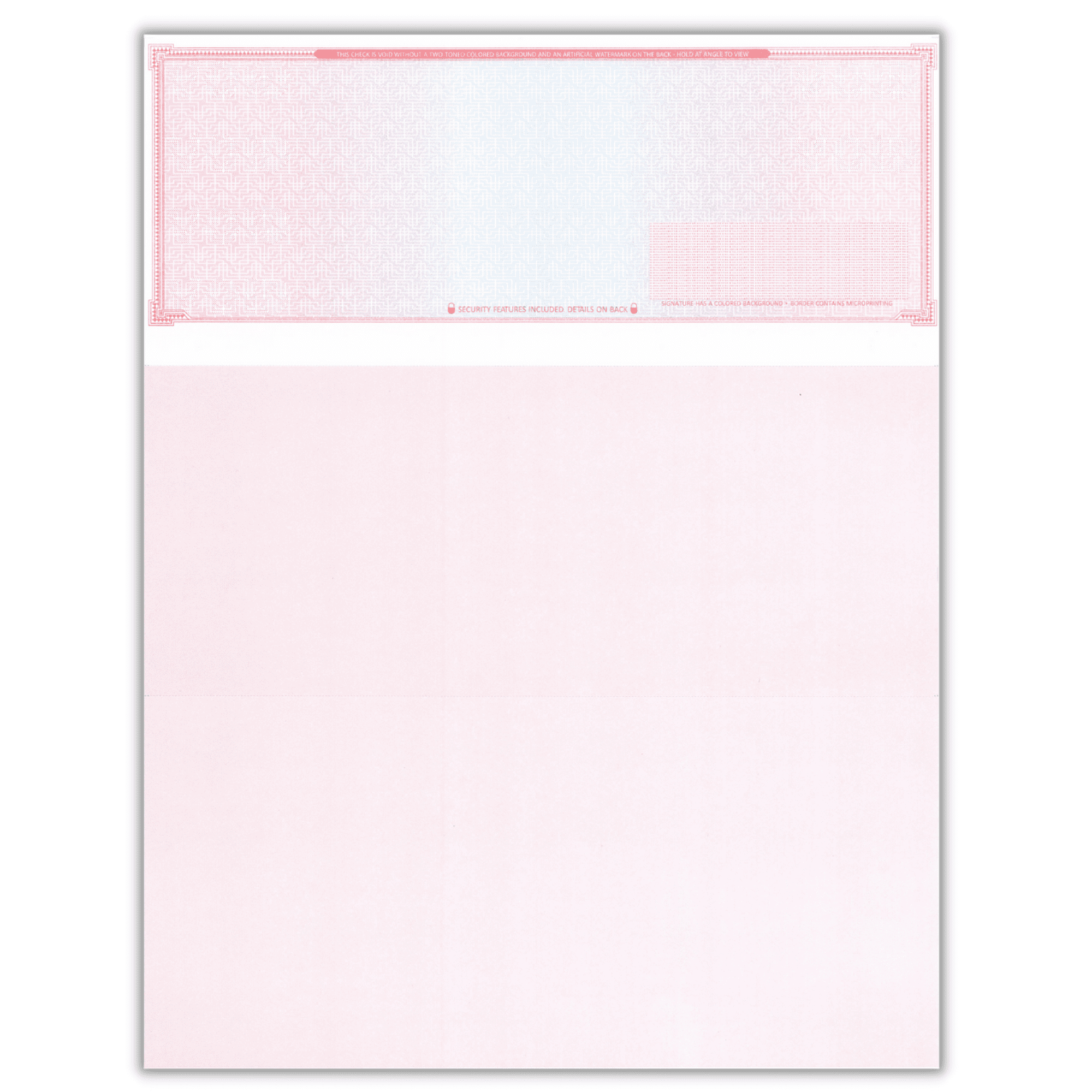 Compuchecks - 100 High Security Blank Check Stock Paper - Checks on Top - Check Paper Weight # 70 (Red Blue Mazed)