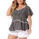 thumbnail image 4 of Blusas de verano de encaje con cuello en forma de corazón y mangas cortas con volantes para mujeres de tallas grandes Agnes Orinda 4X negras, 4 of 6