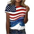 thumbnail image 2 of VKOYWKM Red White and Blue Tops for Women Patriotic American Flag Graphic T Shirts Independence Day Short Sleeve Round Neck USA Flag Patriotic Memorial Day Tee, 2 of 5