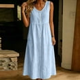 thumbnail image 6 of Horkkom Sleeveless Dress for Women Summer V Neck Button Tank Maxi Dresses Casual Beach Dresses with Pockets L, 6 of 9