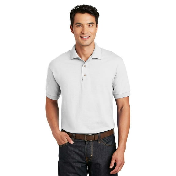 Gildan Men's DryBlend Jersey Polo Shirt Perfect Button Down Golf Polo Shirts for Men, White S GR88