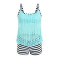 thumbnail image 5 of Zhden Tankini Swimsuits for Women Scoop Neck Tummy Control Swimsuits Blouson Tankini Swimsuits Two Piece Swimsuit with Swim Shorts（Mint Green,L）, 5 of 9